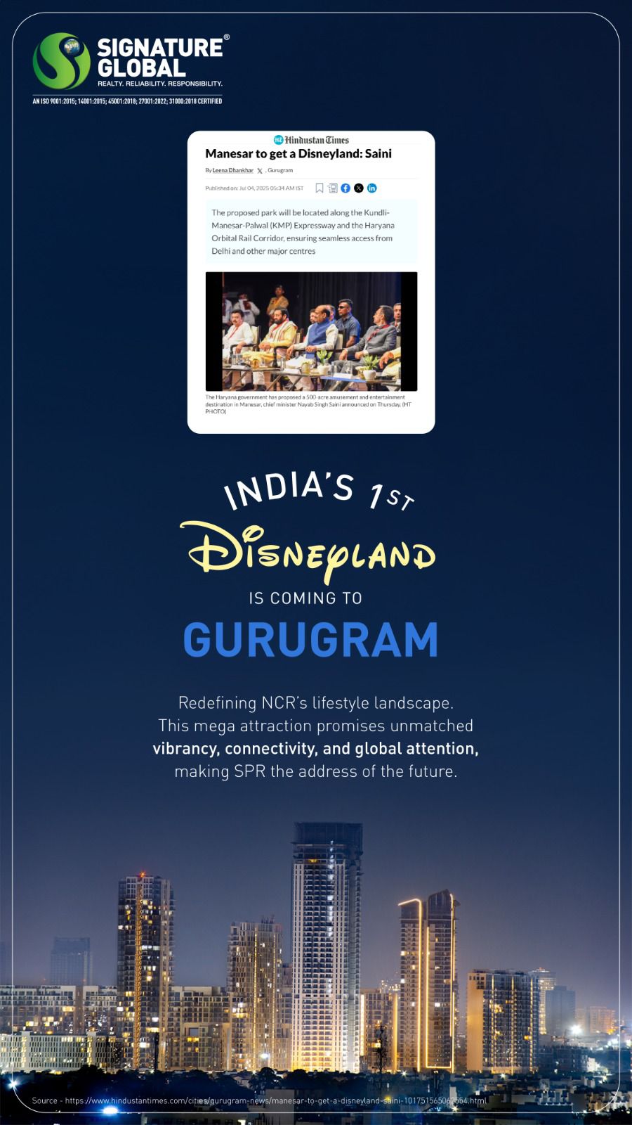 Signature Global presents India’s 1st Disneyland, Gurugram Update