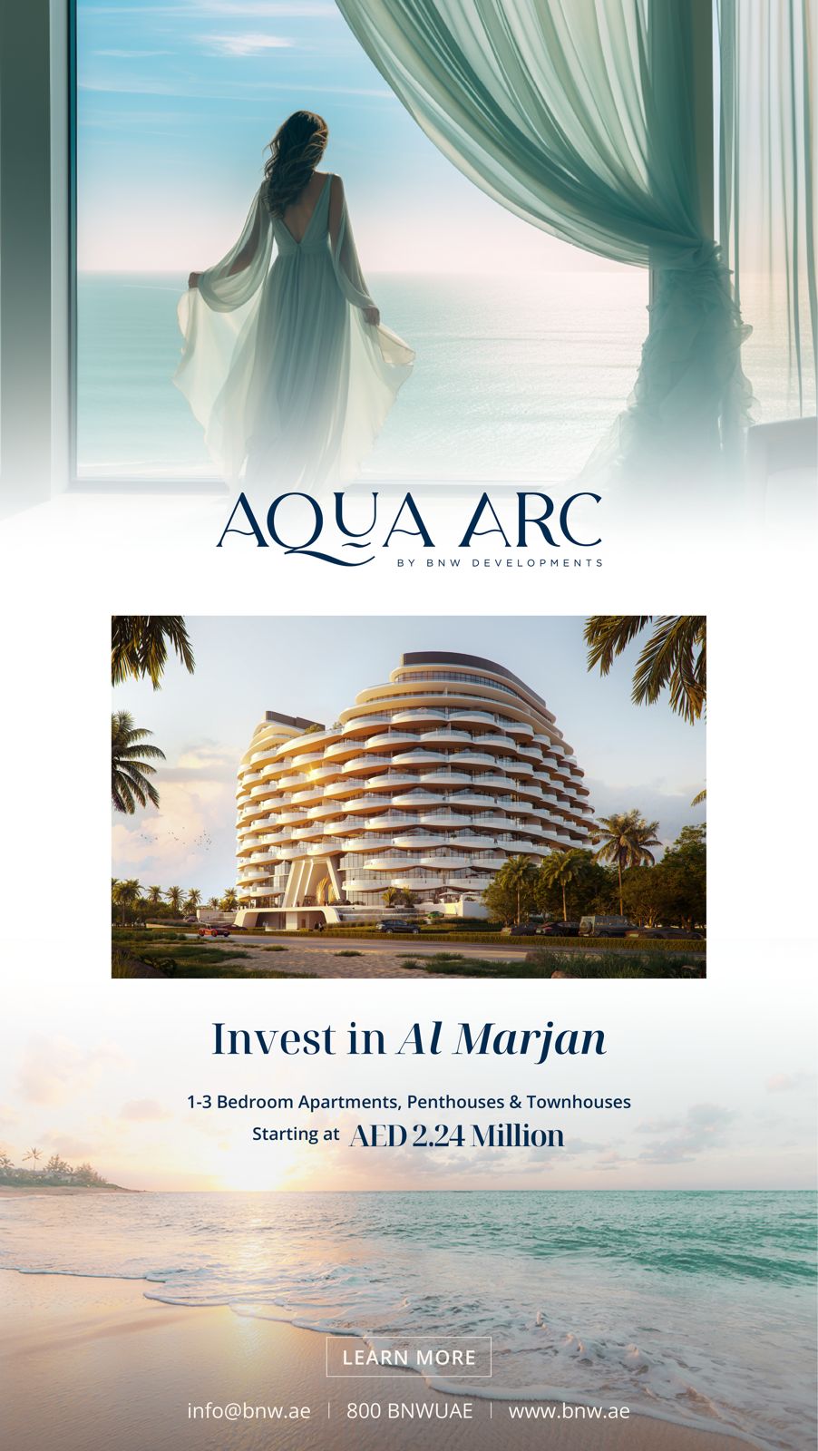 Luxury Beachfront Living at Aqua Arc by BNW Developments, Al Marjan, Starting at AED 2.24 Million Update