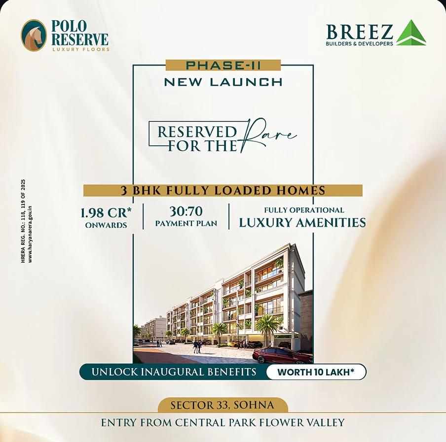 Reserve Your Luxury 3 BHK in Sohna! || New Phase-II Launch in Polo Reserve! || Discover 3 BHK Fully Loaded Homes Update