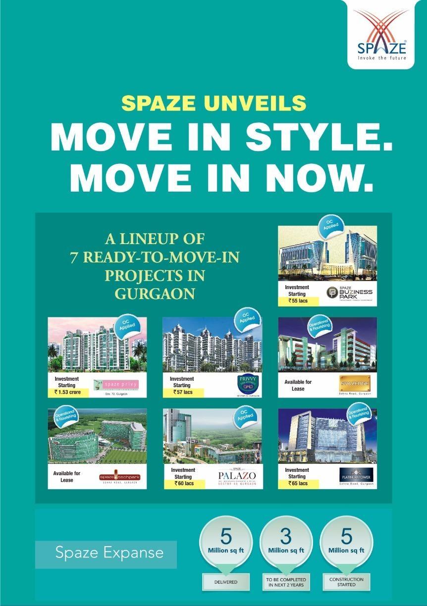 7 ready to move in projects by Spaze towers in Gurgaon Update