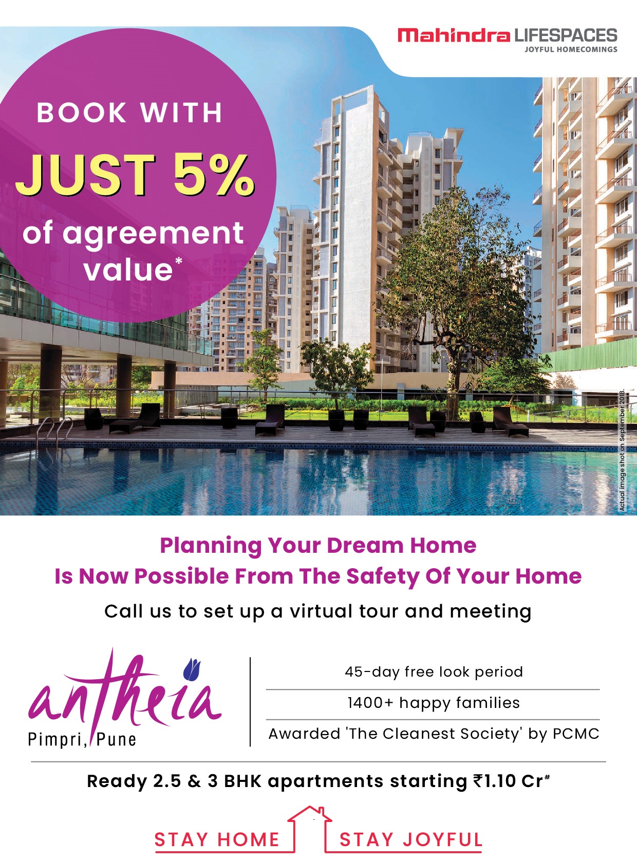Book with just 5% of agreement value at Mahindra Antheia in Pune Update