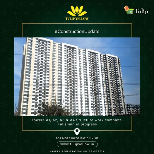 Tulip Yellow: Soaring to New Heights with Completed Structures at Towers A1 to A4 in Gurgaon Update