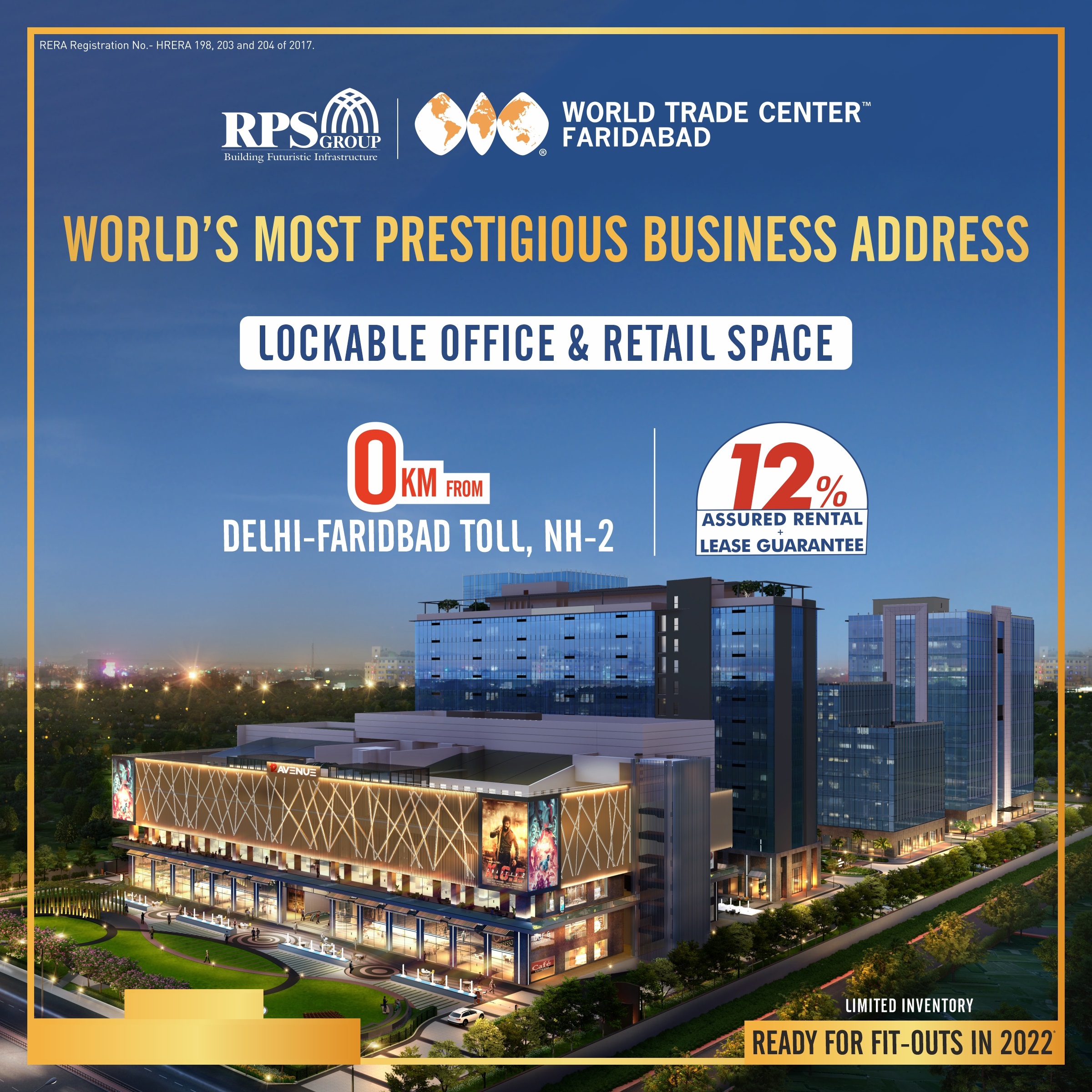 Lockable office and retail space at RPS World Trade Center, Faridabad Update