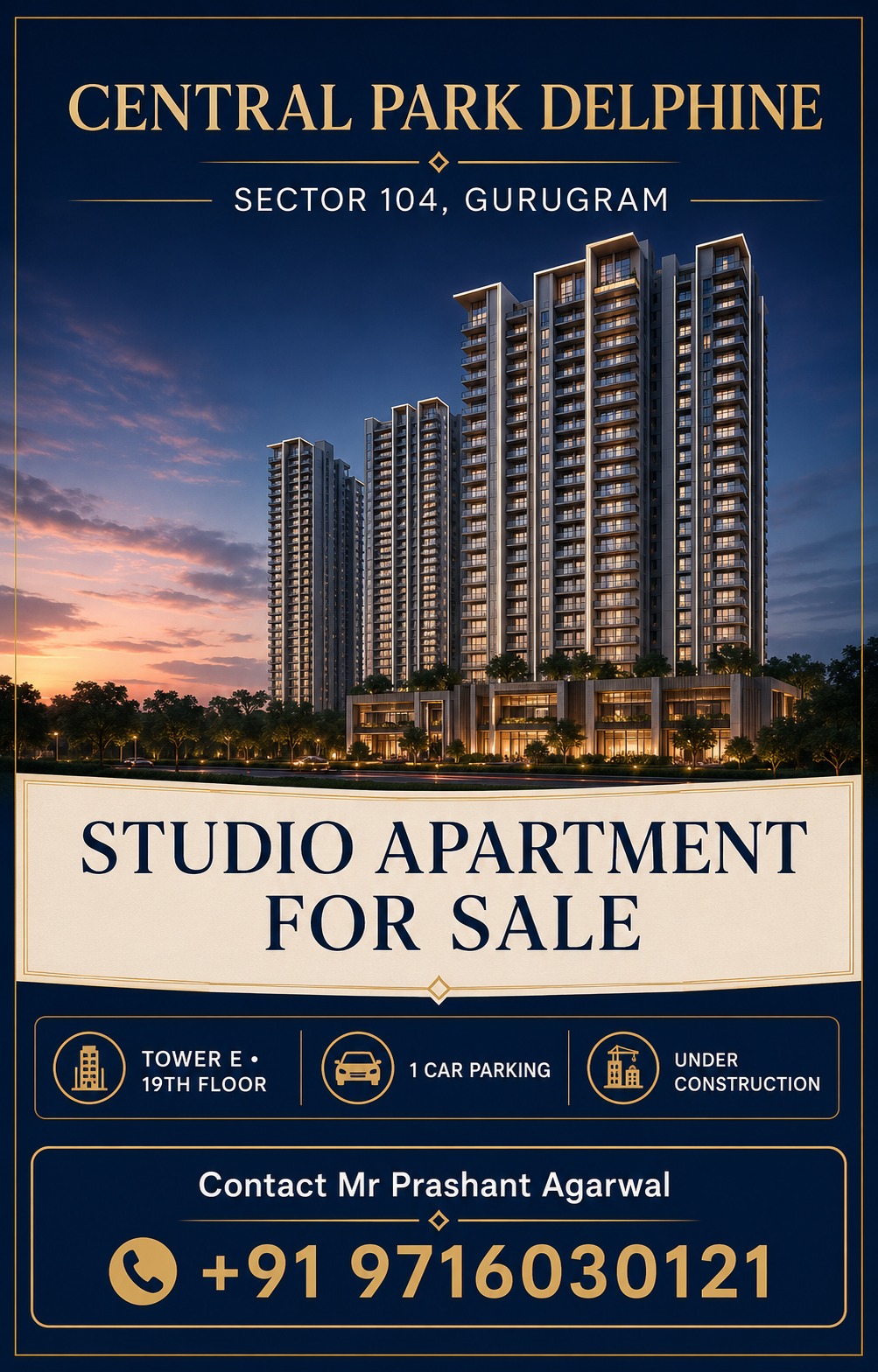 Studio Apartment Available in Central Park Delphine || Secure Your Studio Apartment in Gurugram Now || Explore Real Estate Opportunity in Sector 104 Update