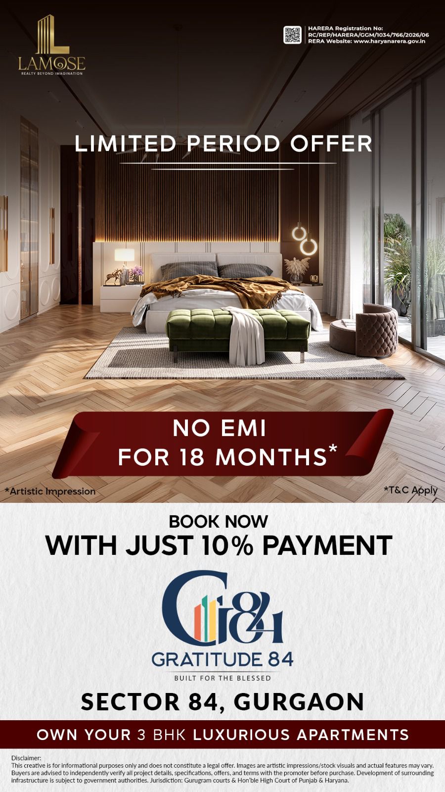 No EMI for 18 Months at Gratitude 84 || Book with Just 10% Payment for Gratitude 84 || Limited Period Offer on Gratitude 84, Gurgaon Update