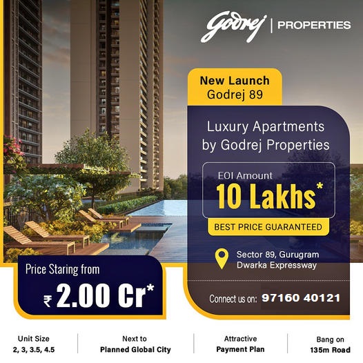 Godrej Properties Introduces Godrej 89: A New Era of Luxury Living in Gurugram's Sector 89 Update