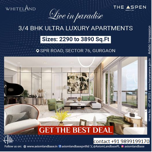 Whiteland The Aspen: Serene 3/4 BHK Ultra Luxury Apartments on SPR Road, Sector 76, Gurugram Update