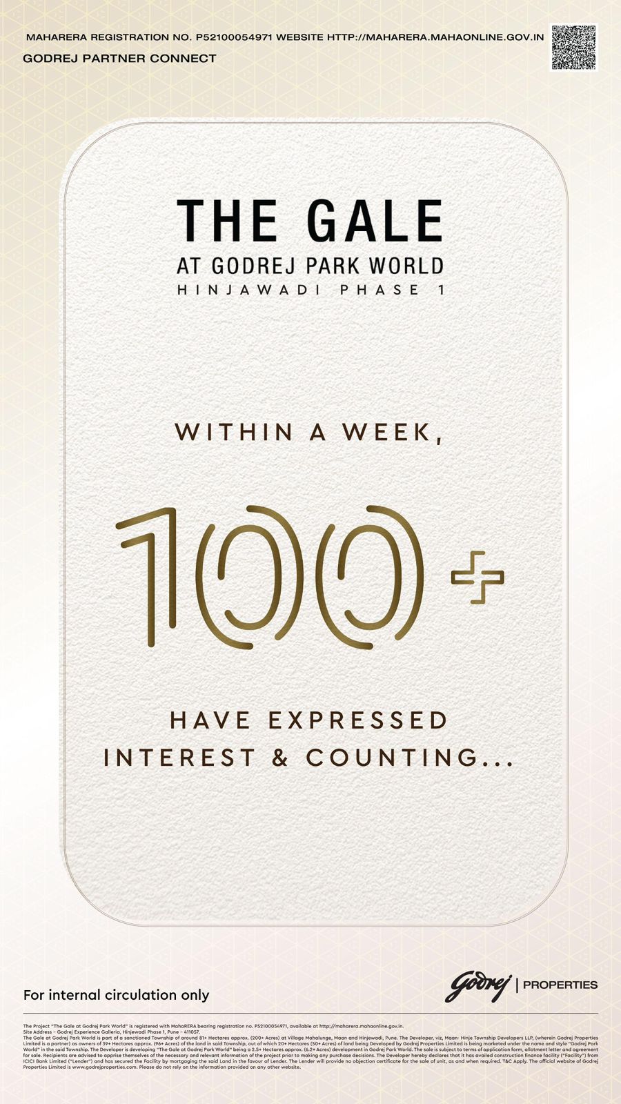 Join 100+ Homeowners at The Gale, Godrej Park World, Hinjawadi Update