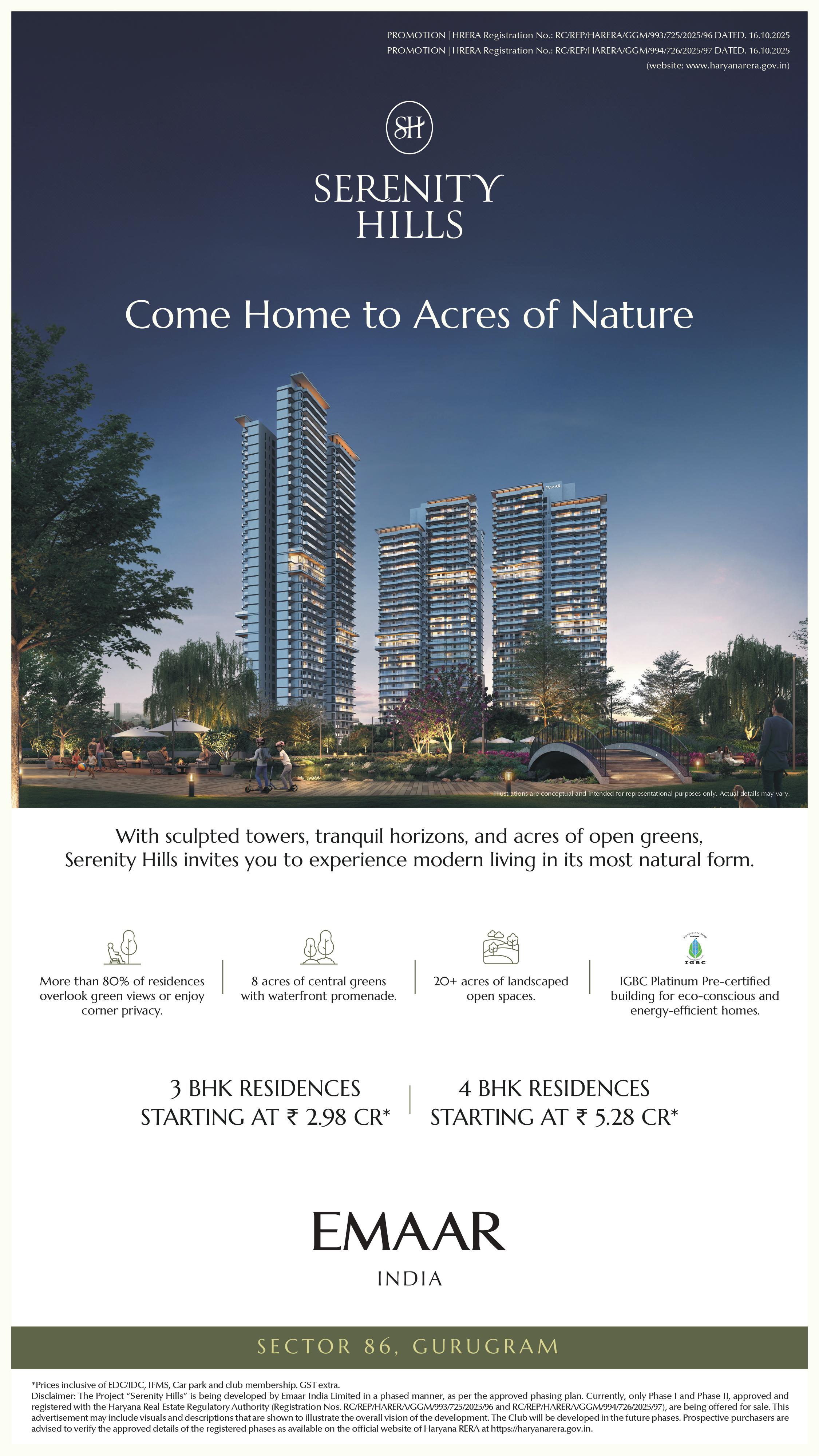 Discover Luxury Living at Serenity Hills, Sector 86, Gurugram - 3 BHK from ₹2.98 Cr, 4 BHK from ₹5.28 Cr Update