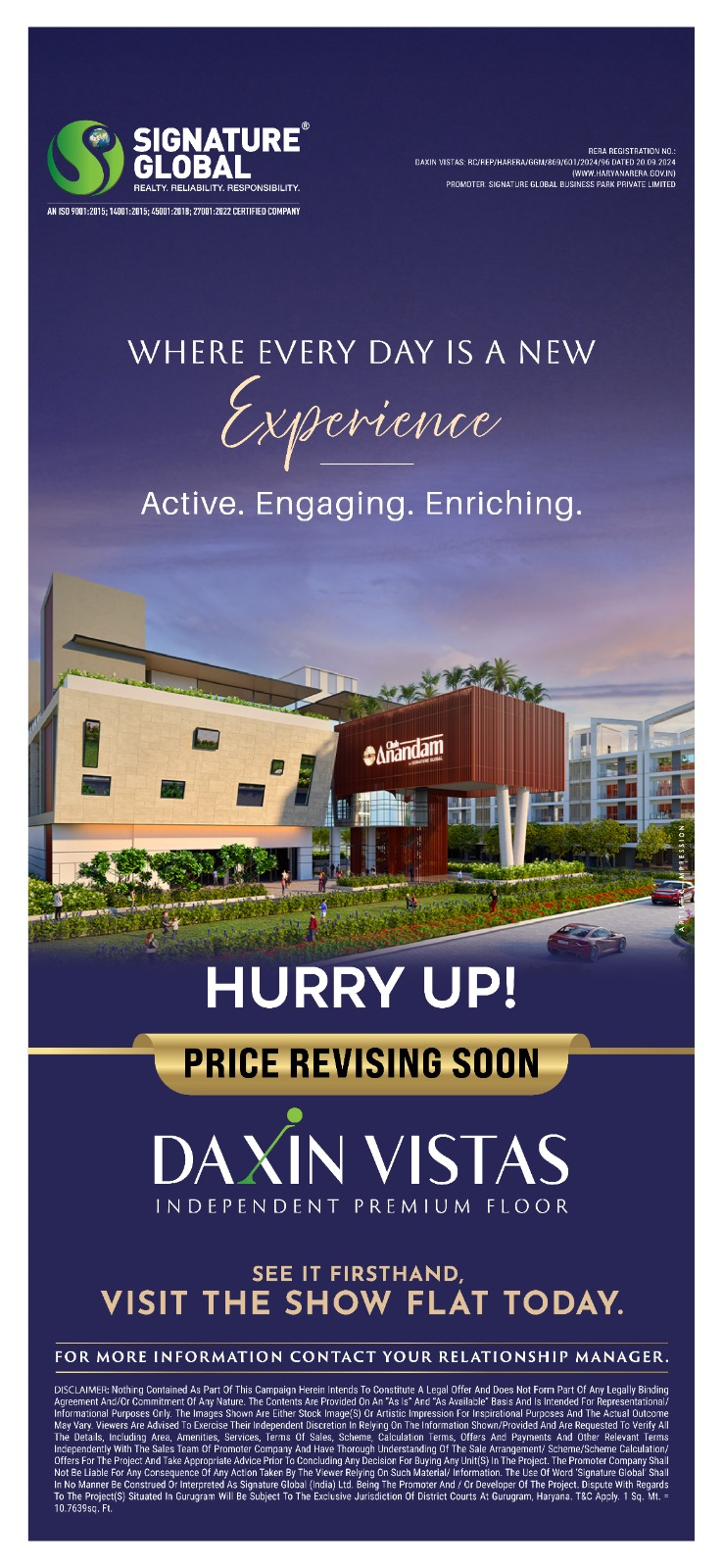 Discover Daxin Vistas: Premium Independent Floors in Gurgaon by Signature Global! Update