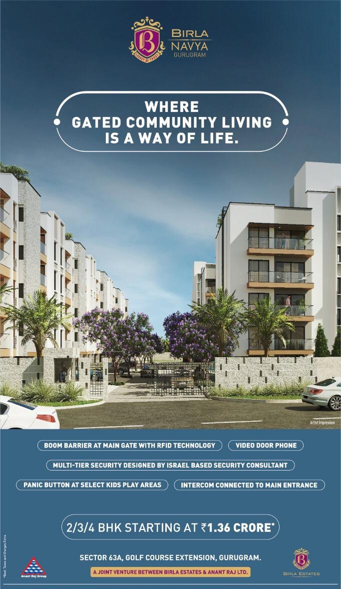 2, 3 and 4 BHK starting at Rs 1.36 Cr at Birla Navya, Golf Course Road (Extn.) in Gurgaon Update
