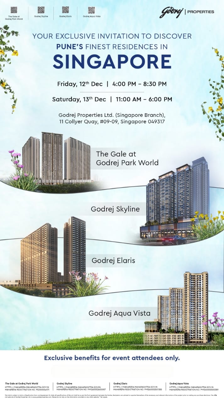 Explore Pune Residences in Singapore with Godrej on 12th & 13th Dec! Update