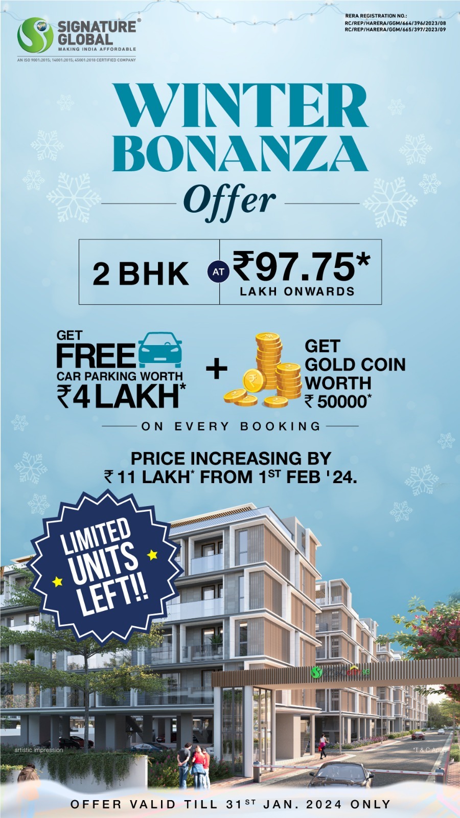 Signature Global's Winter Bonanza Offer on Select 2 BHK Apartments in Gurgaon Update