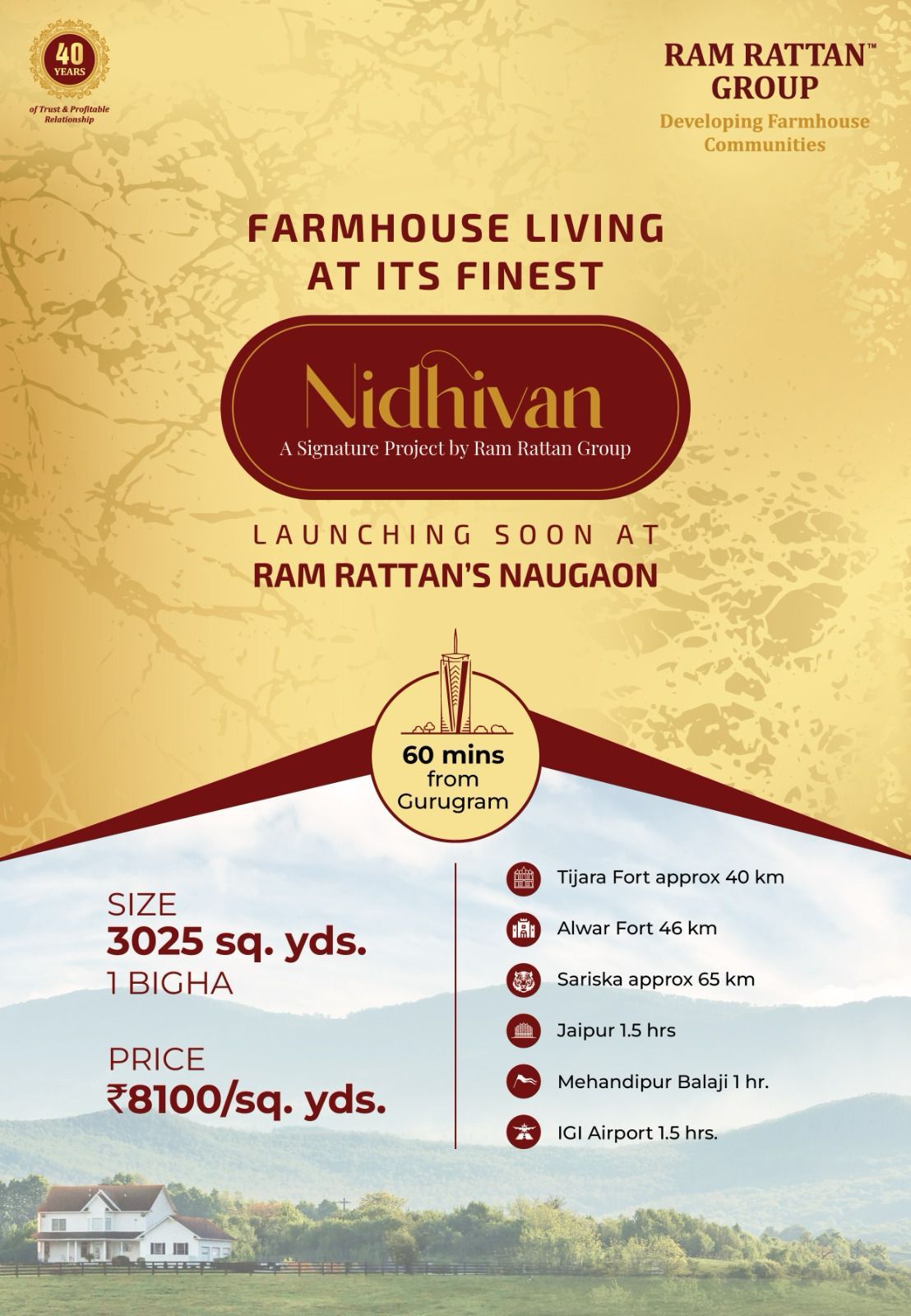 Farmhouse Living at its Finest, Nidhivan by Ram Rattan Group, Naugaon, 3025 sq. yds at ₹8100/sq. yds Update