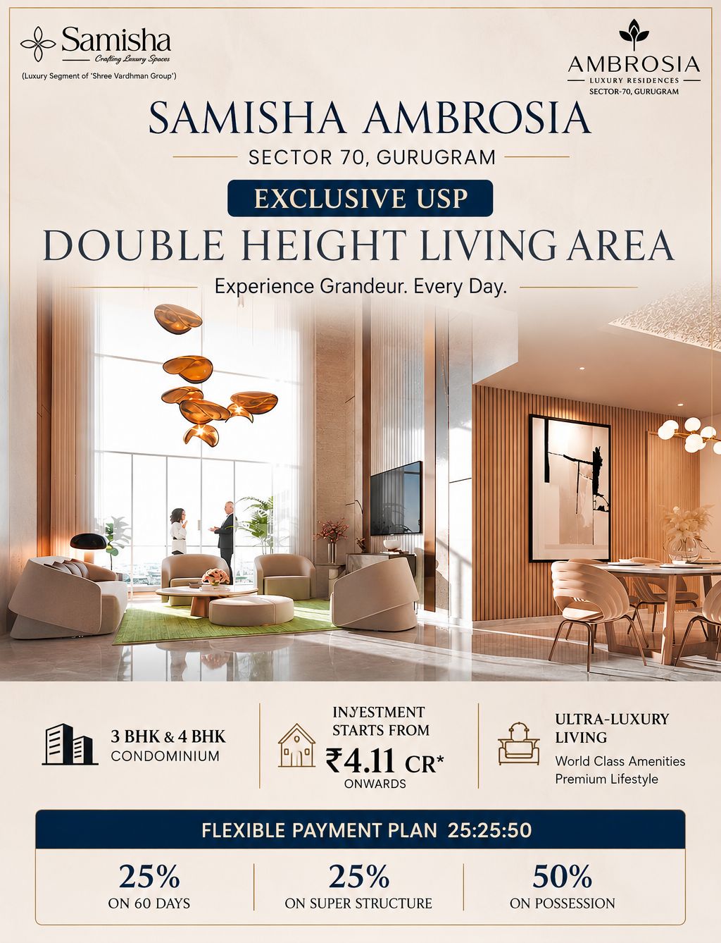 Explore Double Height Living at Samisha Ambrosia || Luxury Living in Gurugram Starts at ₹4.11 Cr || Flexible Payment Plan for Samisha Ambrosia Update