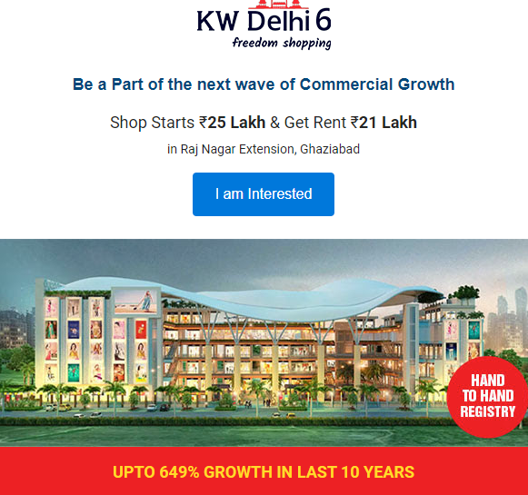 Book ready to move shops starting from Rs. 25 Lac with hand to hand registry at KW Delhi 6, Raj Nagar Extension, Ghaziabad Update
