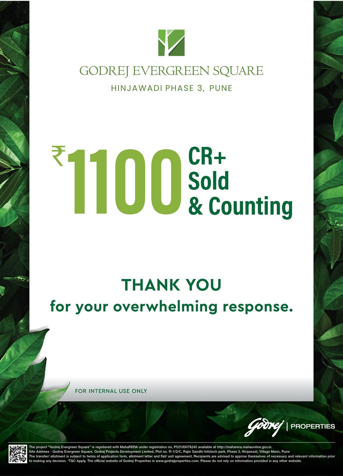 Godrej Evergreen Square, Hinjawadi Phase 3, Pune, sold over ₹1100 CR! Update