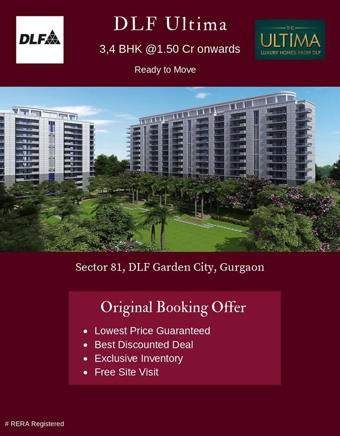Book 3 and 4 home Rs 1.50 Cr onwards at DLF Ultima in  Sector 81, Gurgaon Update