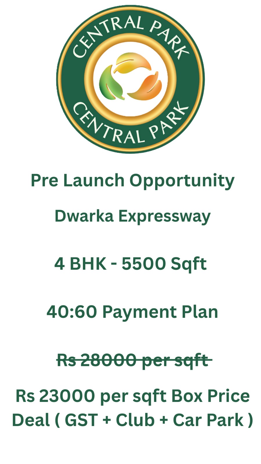 Secure Your Dream Home at Central Park, Dwarka Expressway, 4 BHK - 5500 Sqft, Only Rs 23000 per sqft! Update