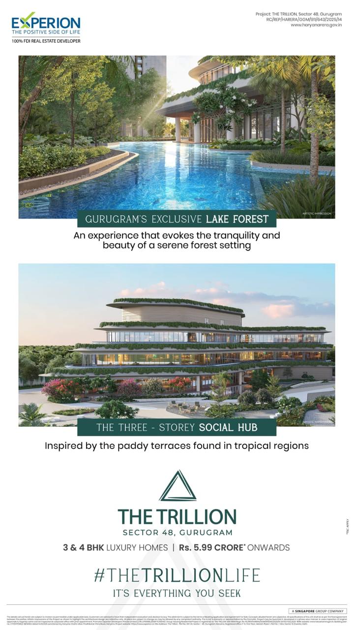 Luxurious Living at The Trillion Sector 48 Gurugram by Experion Starting at Rs 5.99 Crore Update