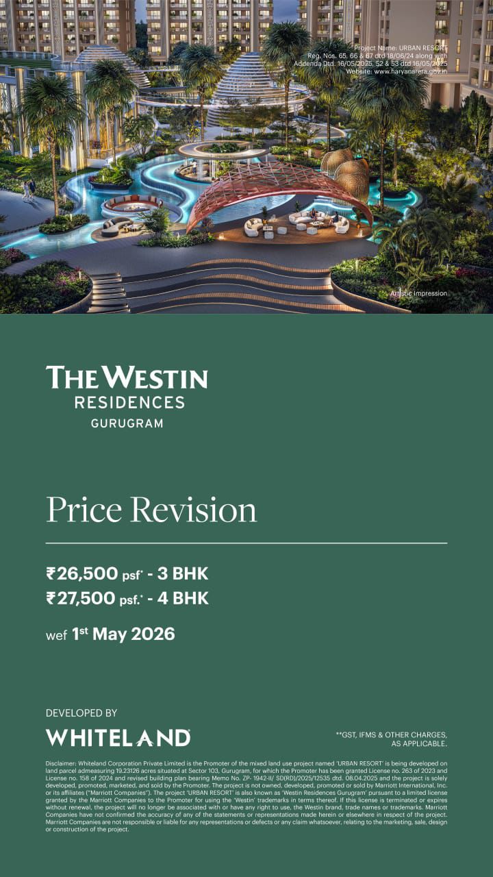 Explore Revised Prices at The Westin Residences || Discover New Price Offers in Gurugram || Price Revision Alert for The Westin Residences Update