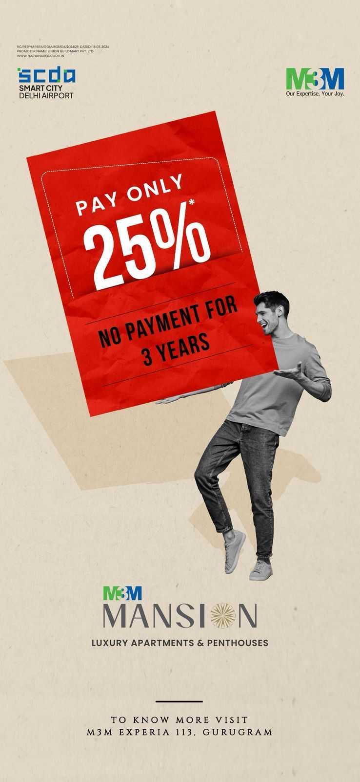 Luxury Living at M3M Mansion, Gurugram: Pay Only 25%, No Payment for 3 Years! Update