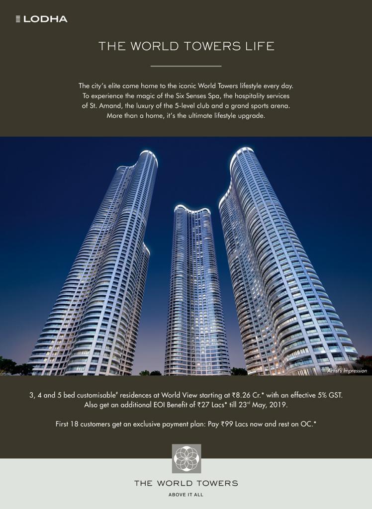 Avail 3, 4 & 5 bed residences at Rs. 8.26 Cr. at Lodha The World Towers in Mumbai Update