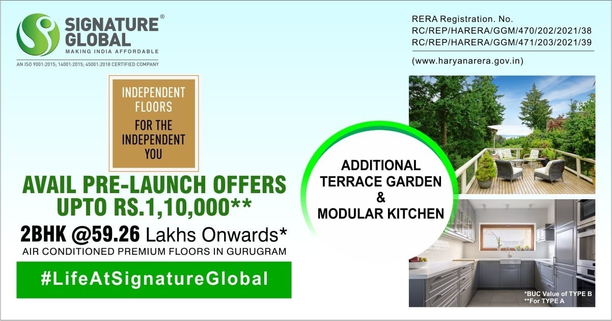 Additional terrace garden and modular kitchen at Signature Global City 92 in Gurgaon Update
