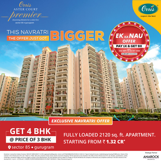 The Navratri just got bigger with fully-loaded 4 BHK homes starting from Rs 1.32 Cr at Orris Aster Court, Gurgaon Update