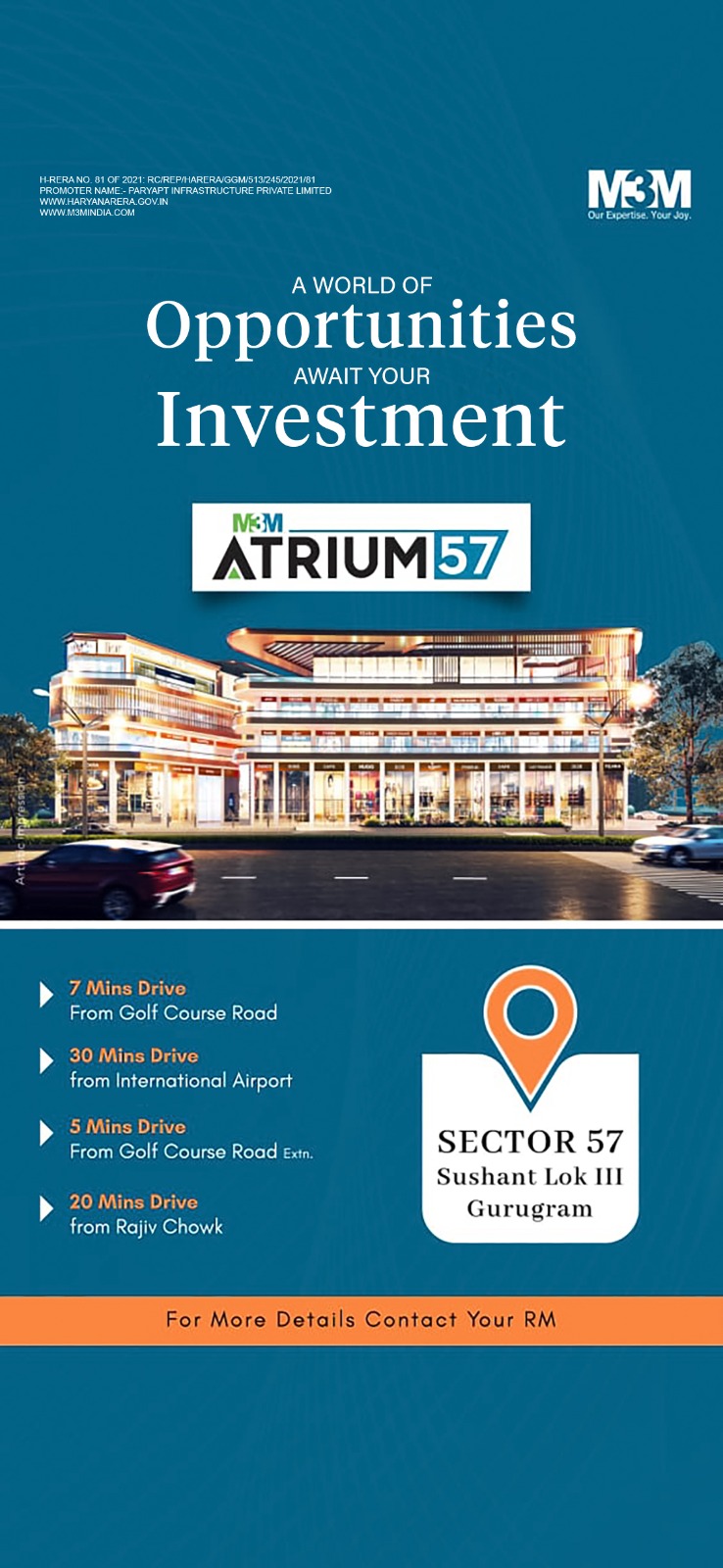 Faryapt Infrastructure's New Venture: M3M Atrium 57 - The Epitome of Luxury in Gurugram Update