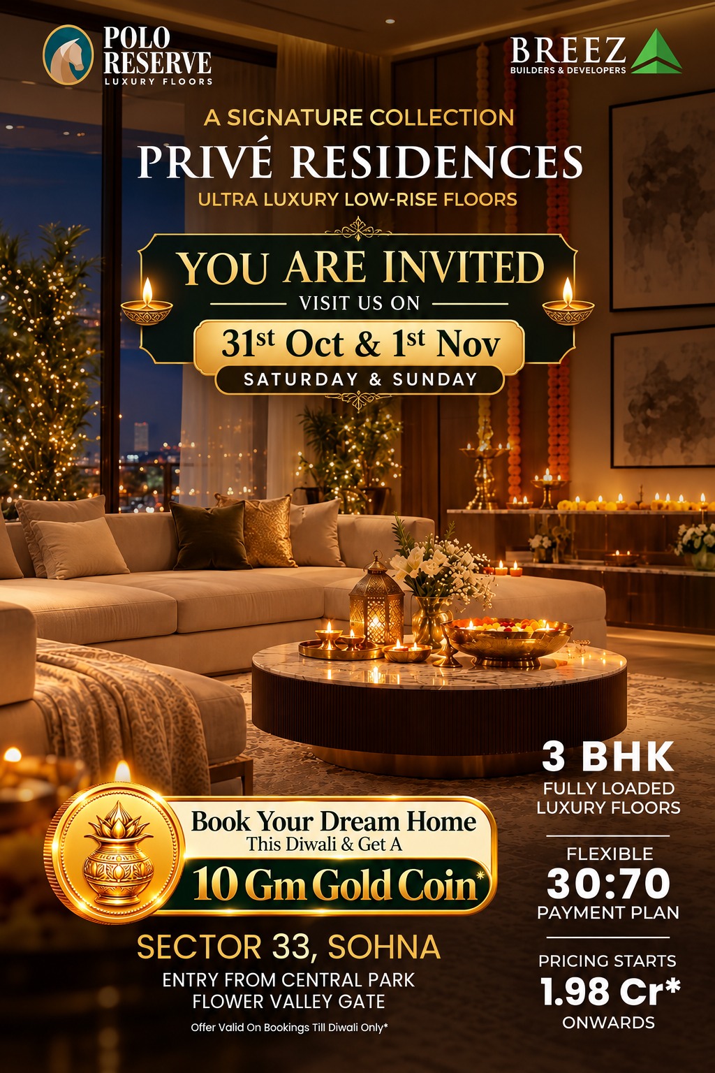Visit Prive Residences on 31st Oct & 1st Nov || Diwali Special Offer at Polo Reserve || Secure Your 3 BHK in Sohna photo 1