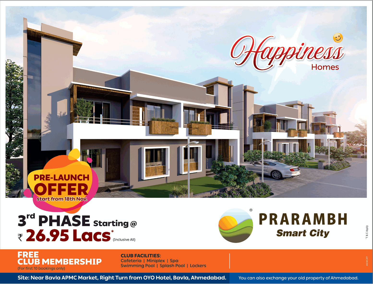 Pre launch offer 3rd phase starting Rs 26.95 Lacs at Prarambh Smart City, Ahmedabad Update