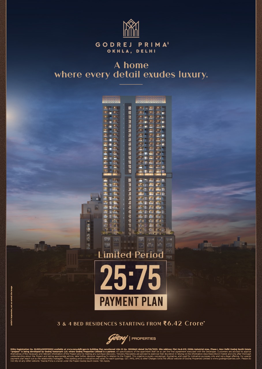 Discover Luxury Living at Godrej Prima, Okhla, Delhi, with 25:75 Payment Plan Starting from ₹6.42 Crore Update