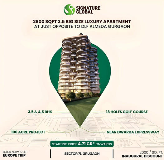 Signature Global's Spacious Sanctuary: 3.5 BHK Apartments Opposite DLF Alameda, Gurgaon Update