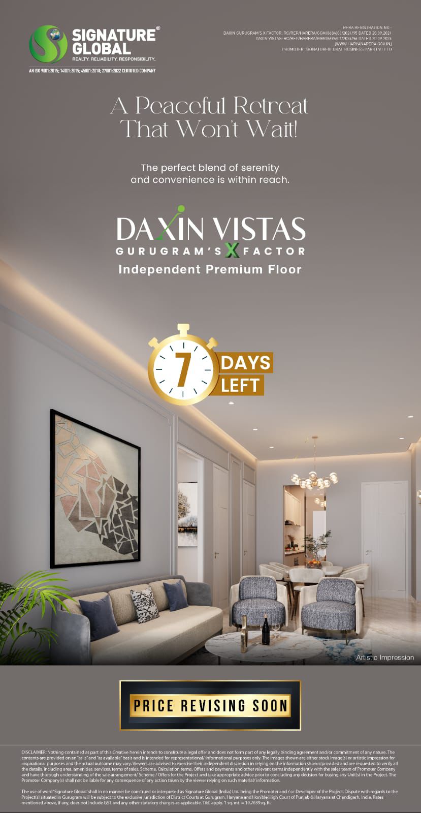 Experience Serenity at Daxin Vistas, Gurugram! Only 7 Days Left Update