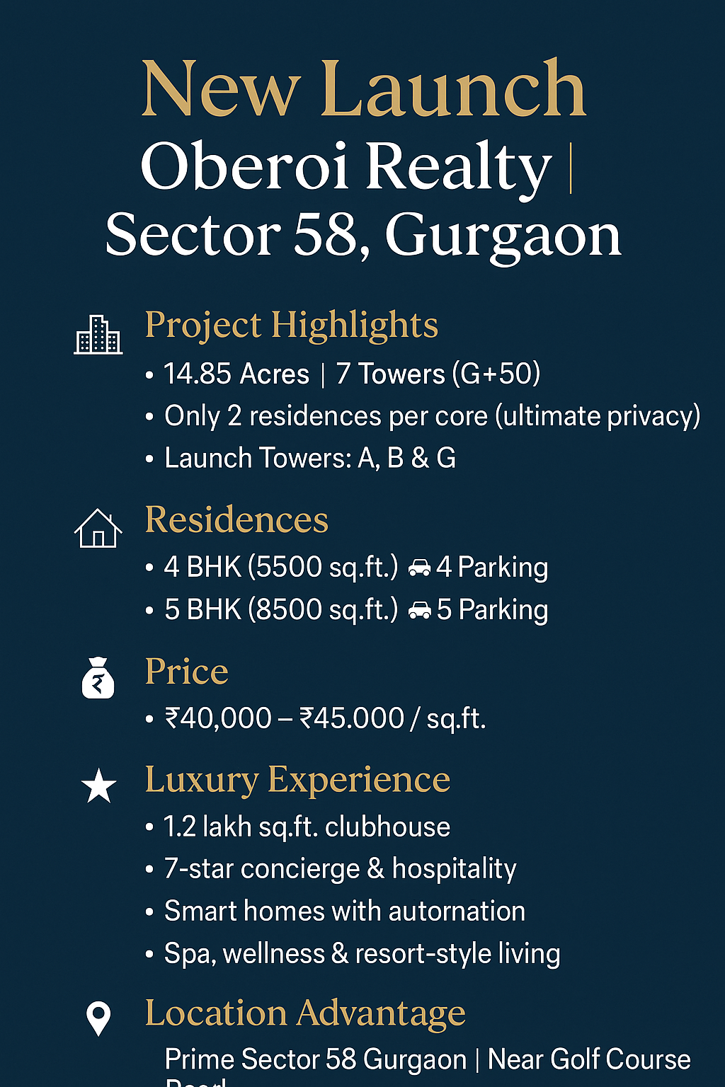 Discover Luxury at Oberoi Realty, Sector 58 || New Launch: Oberoi Realty in Gurgaon! || Explore Premier Living in Sector 58 with Oberoi Realty Update