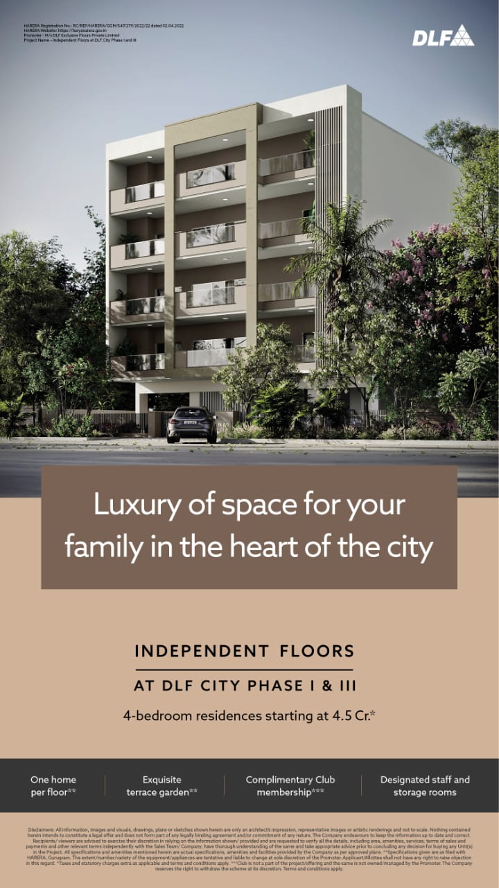 Book 4 BHK residence starting Rs 4.5 Cr at DLF City, Gurgaon Update