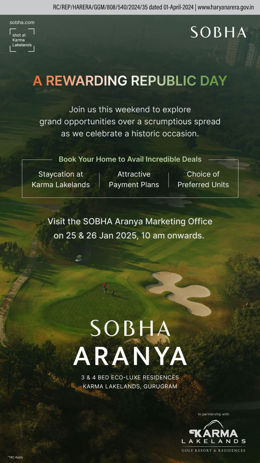 Explore Sobha Aranya, 3 & 4 Bed Eco-Luxe Residences, January 25 & 26, Karma Lakelands, Gurgaon Update