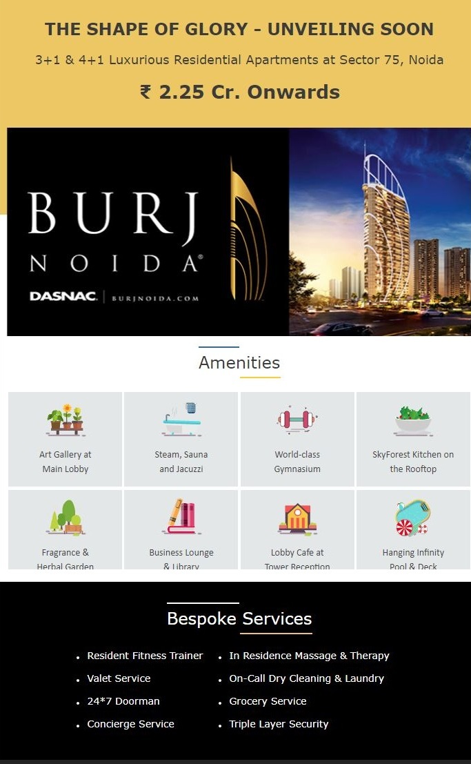 Buraj Noida - Luxurious Apartments in Sec 75 Central Noida at Rs. 2.25 Cr. Onwards!! Update