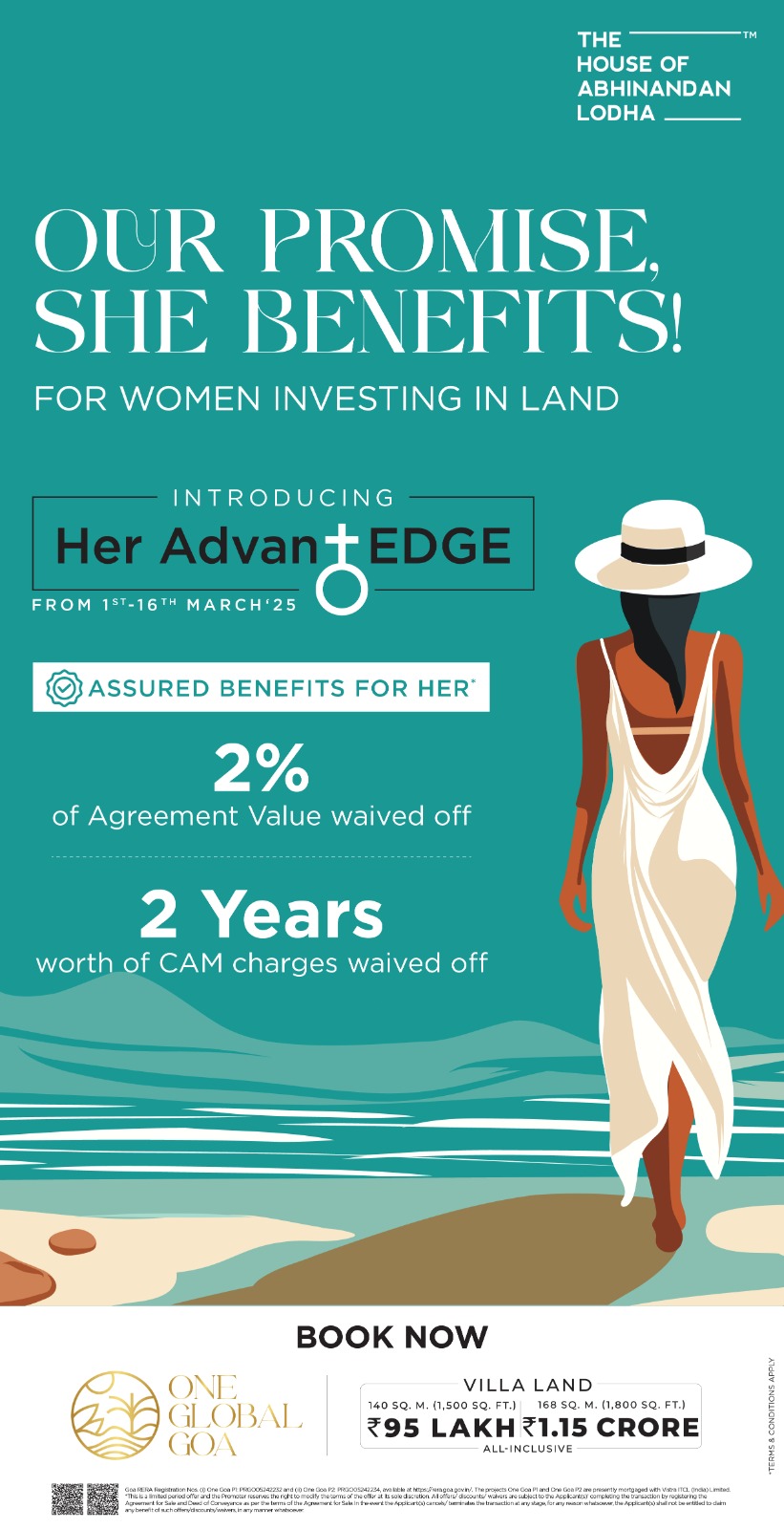 Invest in One Global Goa with Exclusive Benefits by The House of Abhinandan Lodha, 1st-16th March '25, Price: ₹95 Lakh - ₹1.15 Crore Update