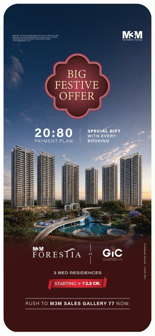 Seize the Big Festive Offer at M3M Foresta || Exciting 20:80 Payment Plan Available || Book Now at M3M Foresta, Gurugram