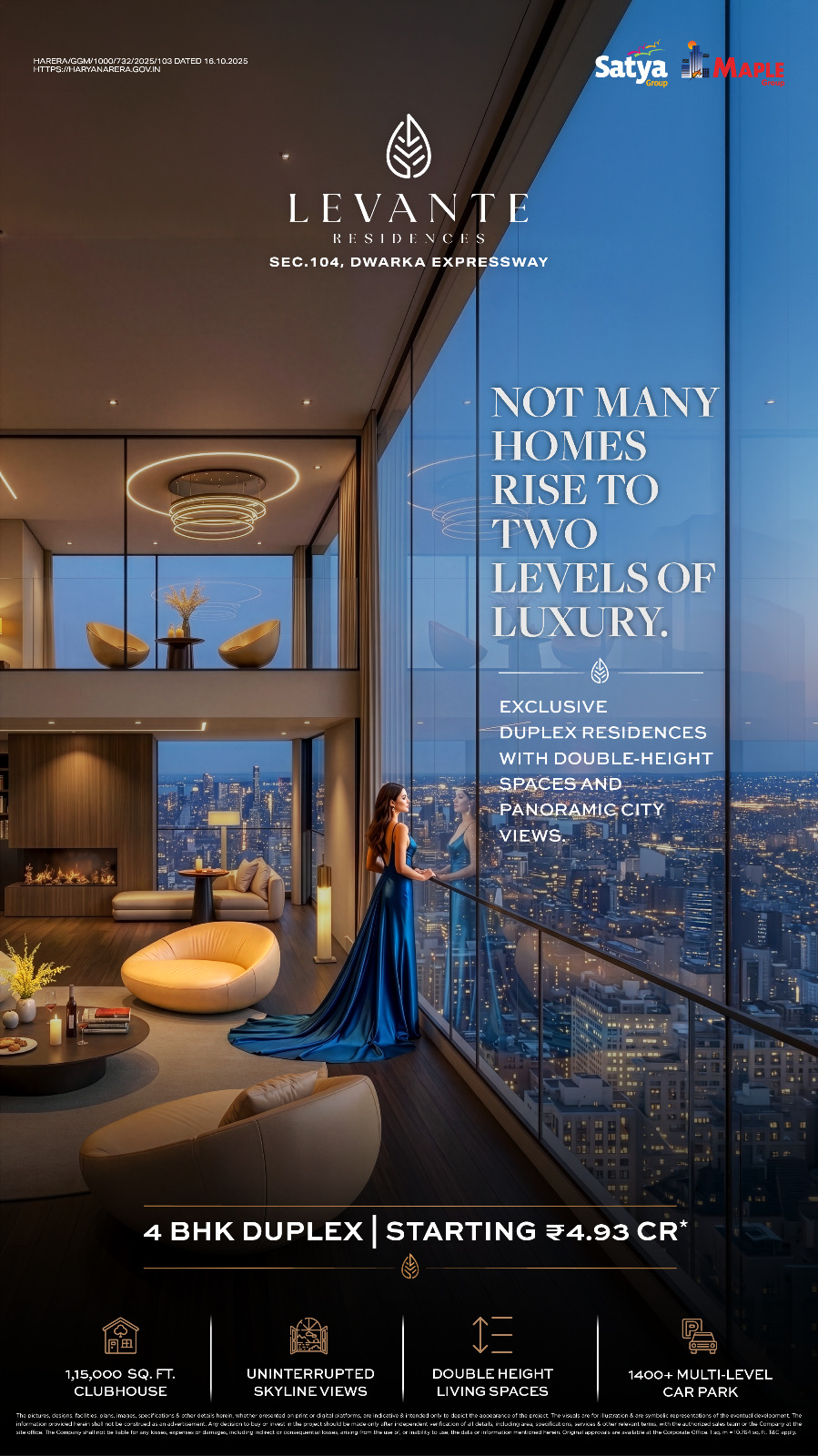 Discover Luxury at Levante Residences || Experience Double-Height Living at Sec. 104 || Exclusive 4 BHK Duplex Starting ₹4.93 Cr Update