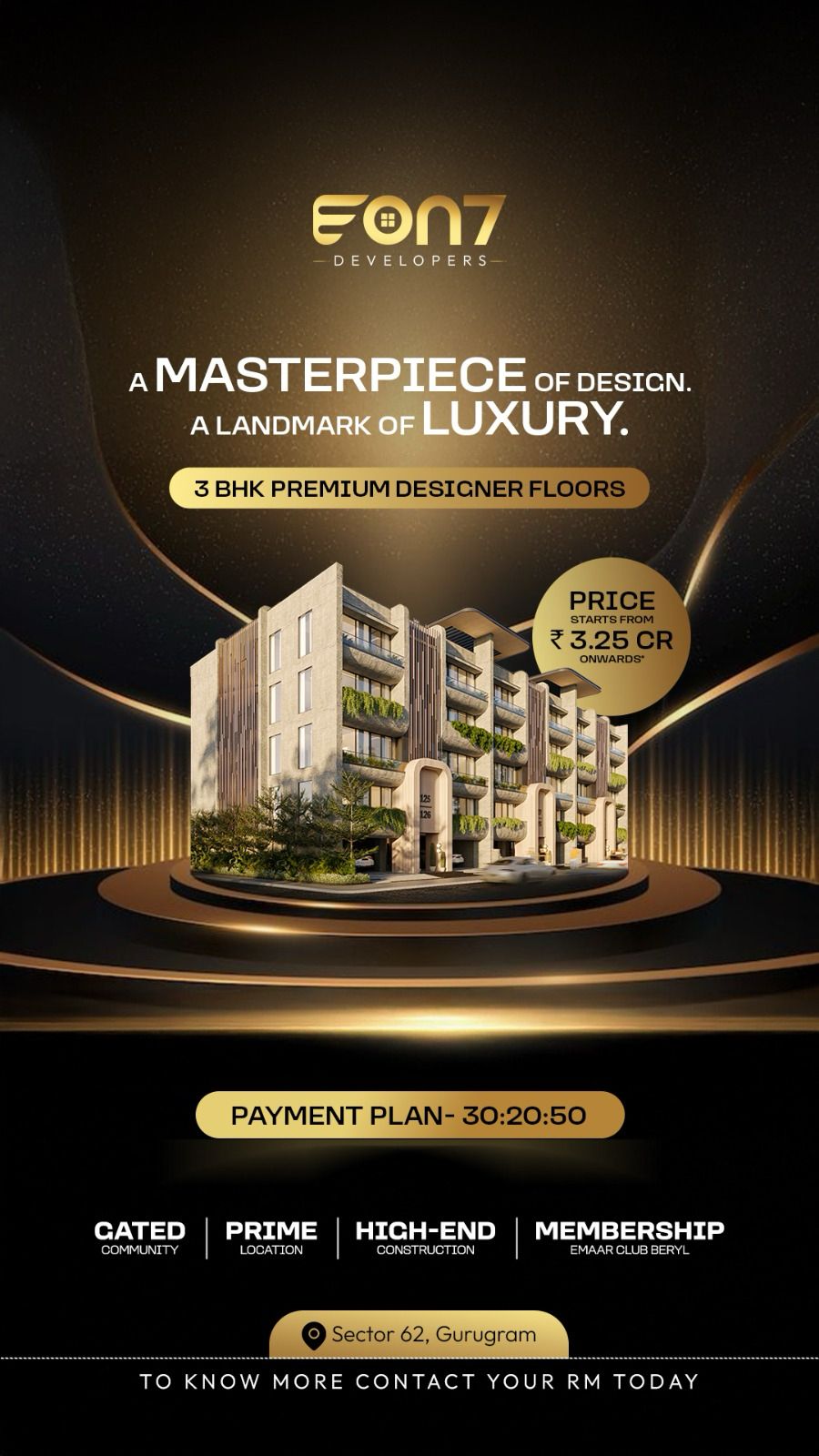 Explore 3 BHK Premium Designer Floors || Own a Landmark of Luxury in Sector 62 || Discover EON7 Developers' Latest Offering Update