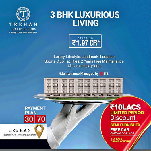 Trehan Luxury Floors: Indulge in 3 BHK Splendor in Sector 70, Gurgaon Update