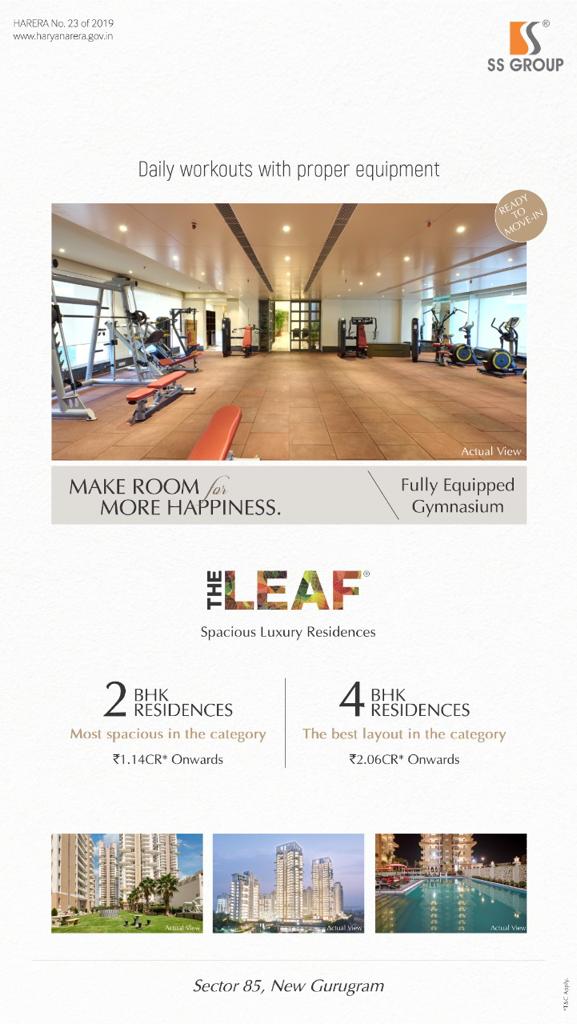 Fully equipped gymnasium at SS The Leaf, Gurgaon Update