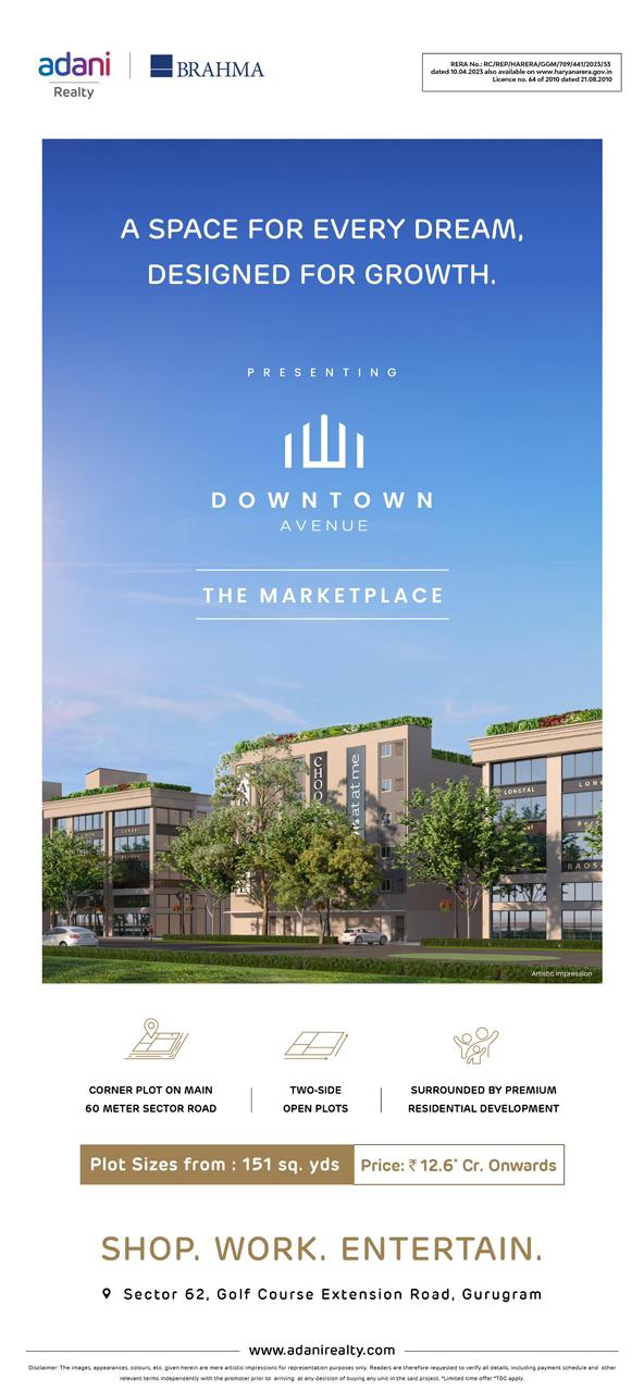 Explore Downtown Avenue Plots from 151 sq. yds, Starting at ₹12.6 Cr, in Sector 62, Gurugram Update