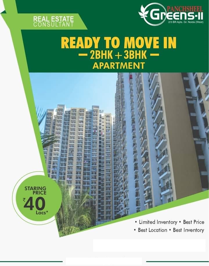 Ready to move 2 & 3 BHK apartments Rs 40 Lac at Panchsheel Greens 2, Greater Noida Update