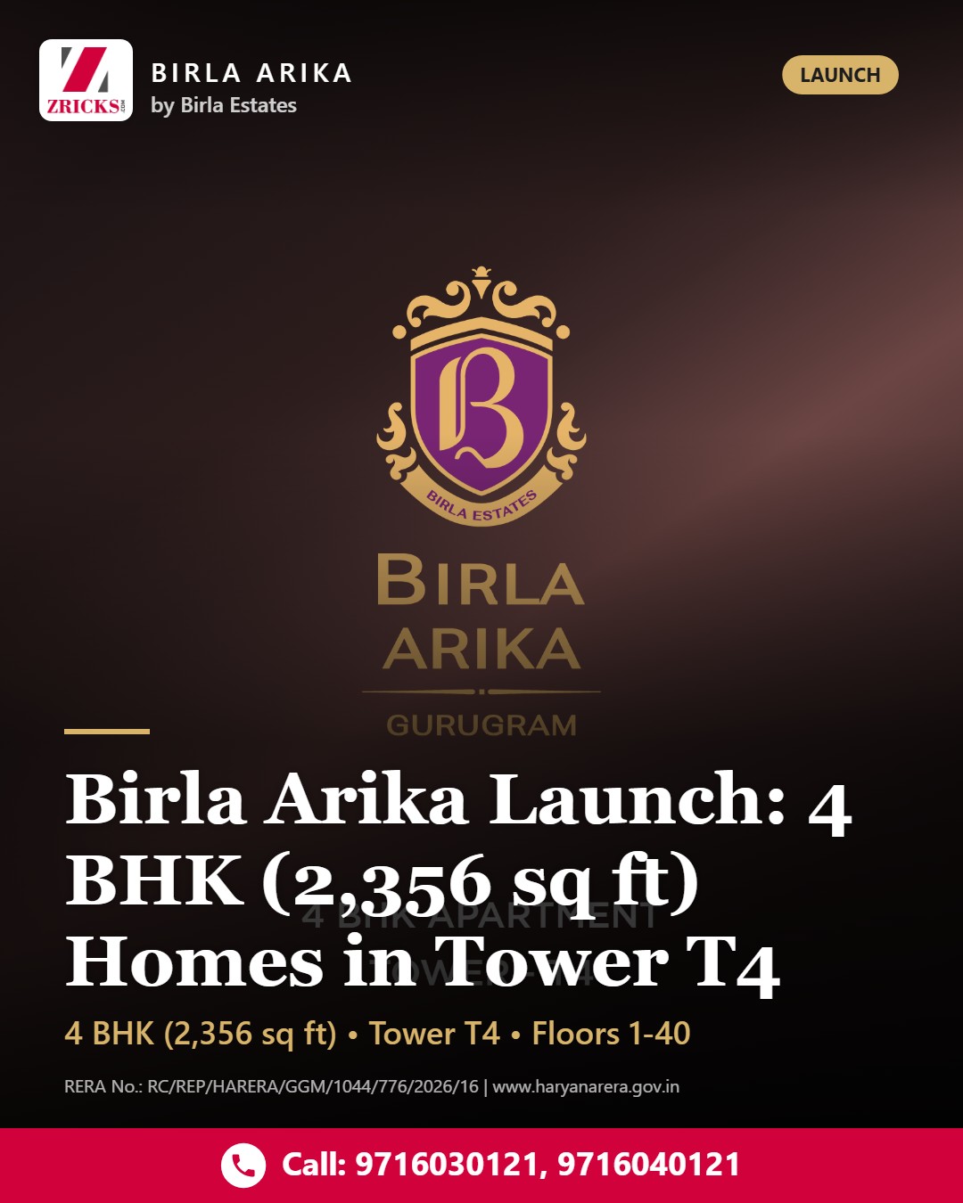 Birla Arika Launch: 4 BHK (2,356 sq ft) Homes in Tower T4 Update