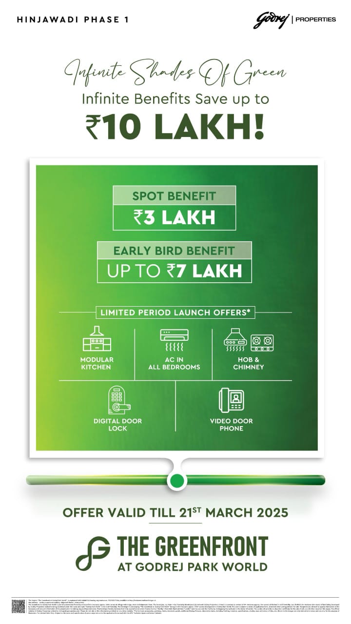 Save Up to ₹10 Lakh at The Greenfront, Hinjawadi Phase 1, by Godrej Properties, Offer Until March 21, 2025 Update