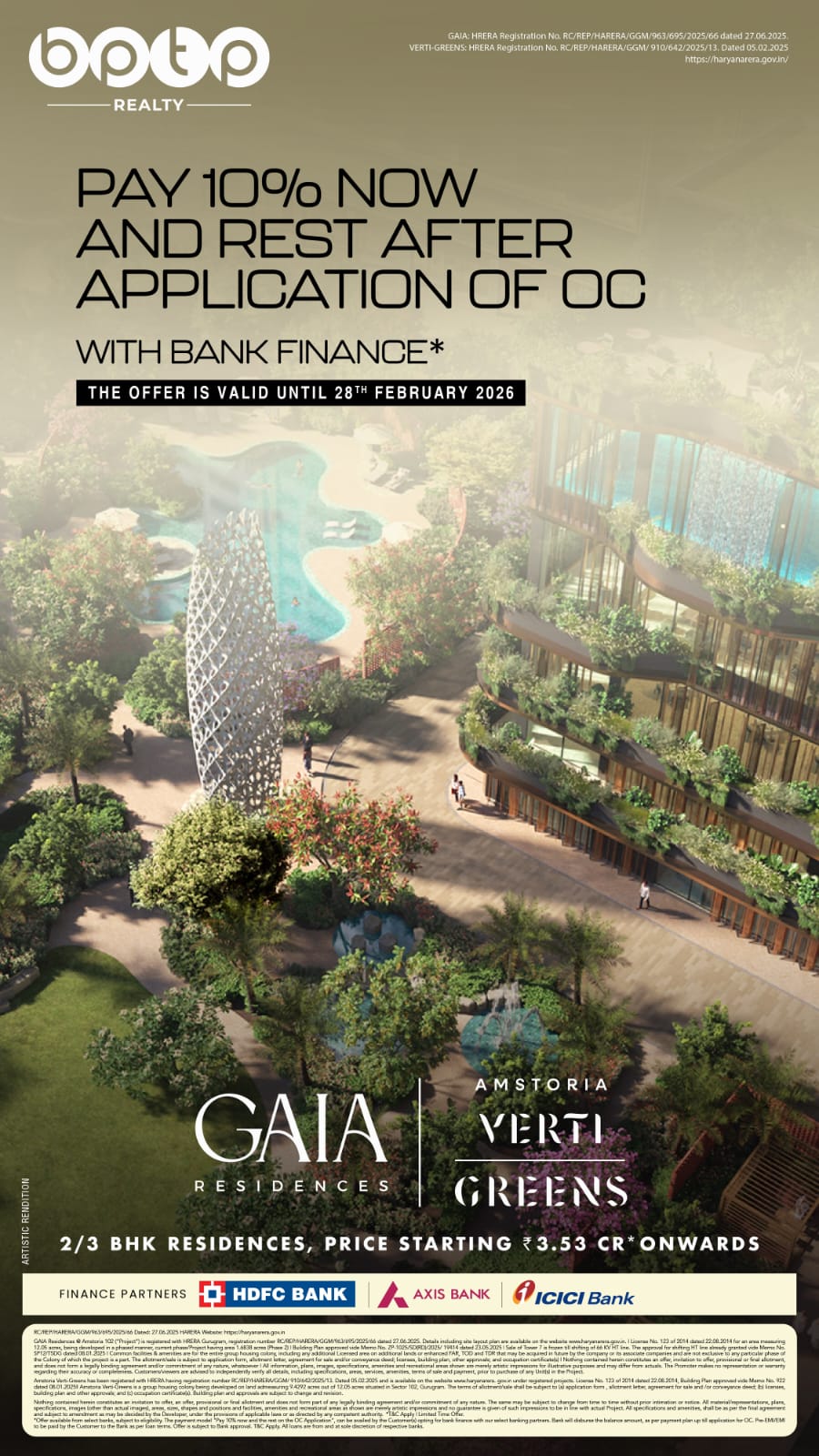 Secure Your Luxury Home at BPTP GAIA Residences, Amstoria Verti-Greens, Pay Just 10% Update